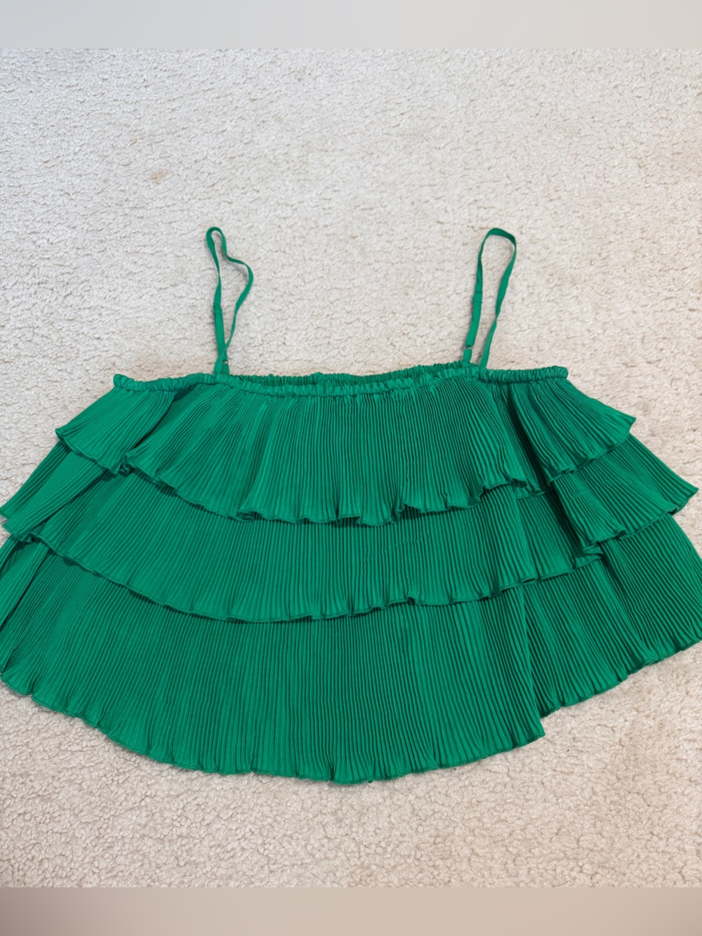 SHEIN Emerald Green Layered Pleated Mini Skirt